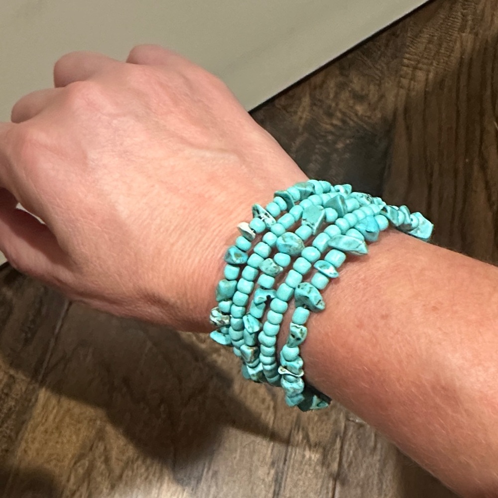 Turquoise Beaded coil Bracelet